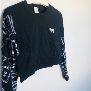 VS Pink long sleeve black crop top